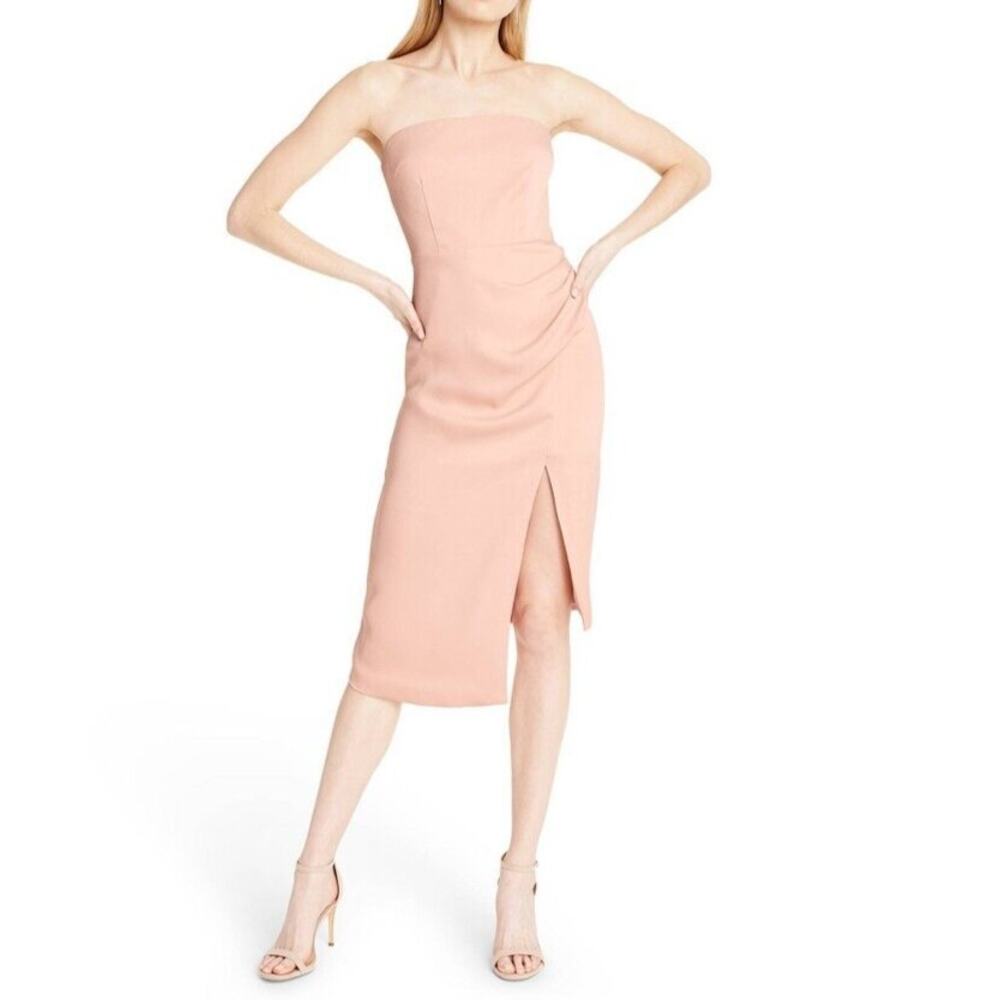 Cushnie Blush Pink Strapless Asymmetrical Midi Dress Formal Size 2 Extra Small